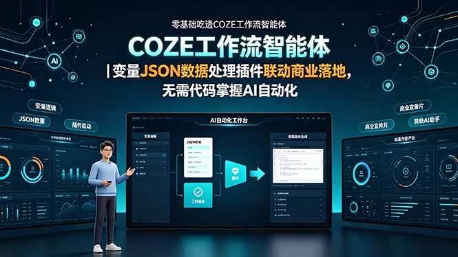 (19243期)零基础吃透COZE工作流智能体|变量JSON数据处理插件联动商业落地,无需代码掌握AI自动化-智云网