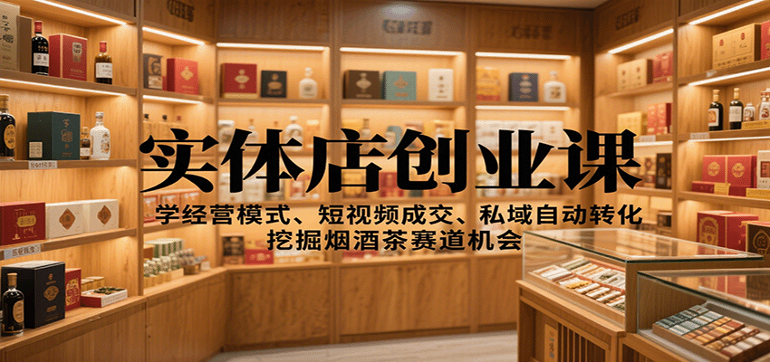 实体店创业课:学经营模式、短视频成交、私域自动转化,挖掘烟酒茶赛道机会-智云网