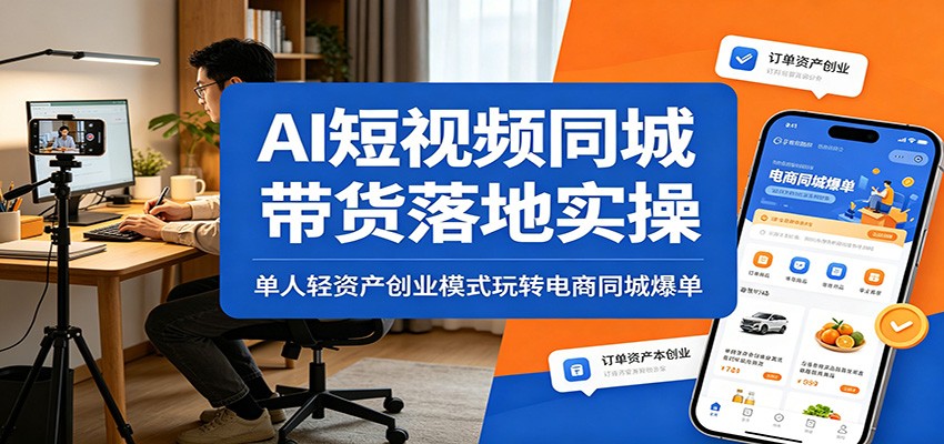 AI短视频同城带货落地实操：单人轻资产创业模式玩转电商同城爆单-智云网