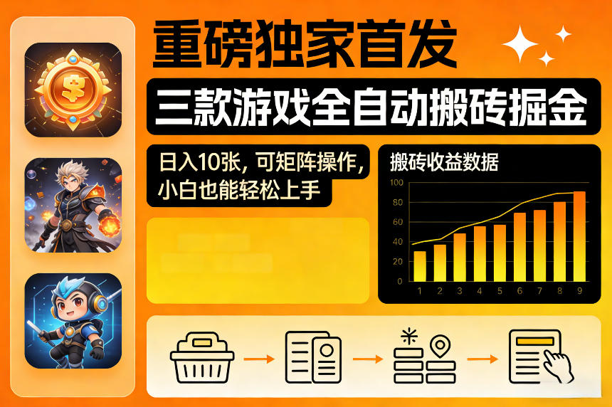 重磅独家首发，三款游戏全自动搬砖掘金，日入10张，可矩阵操作，小白也能轻松上手【揭秘】-智云网