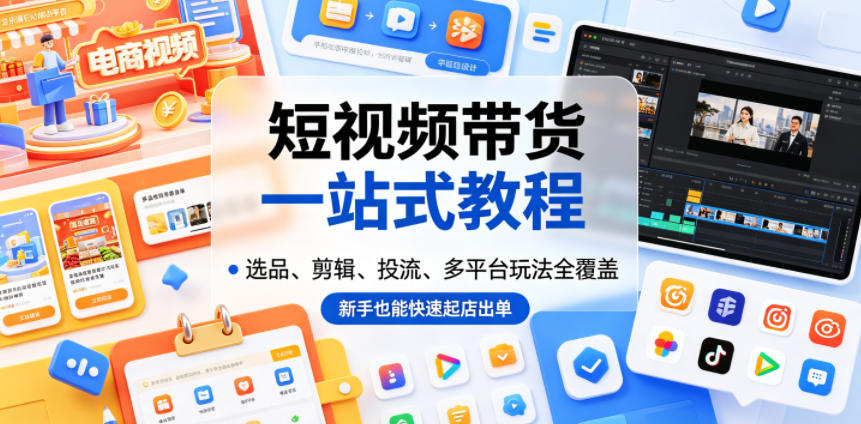 短视频带货一站式教程,选品、剪辑、投流、多平台玩法全覆盖,新手也能快速起店出单-智云网