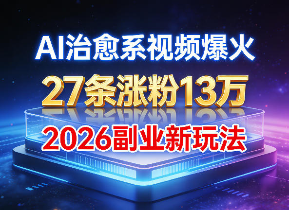 AI治愈系视频爆火,27条涨粉13W,2026新手副业新玩法