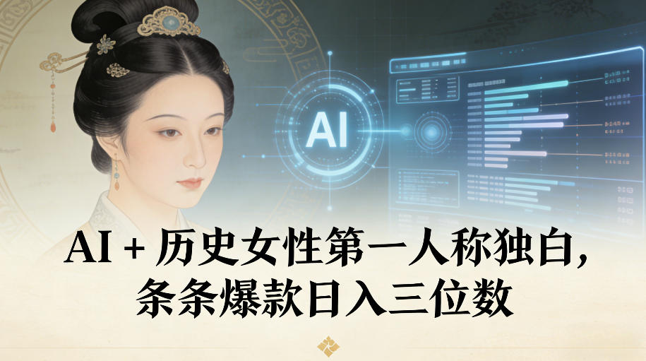 AI+历史女性第一人称独白，条条爆款日入三位数-智云网