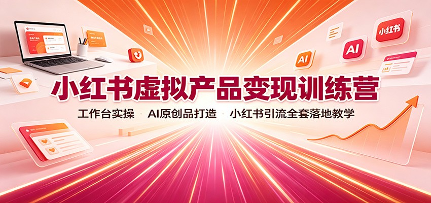 小红书虚拟产品变现训练营:工作台实操,AI原创品打造,小红书引流全套落地教学-智云网