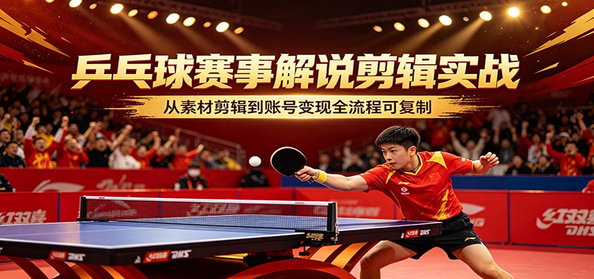 乒乓球赛事解说剪辑实战，从素材剪辑到账号变现全流程可复制-智云网
