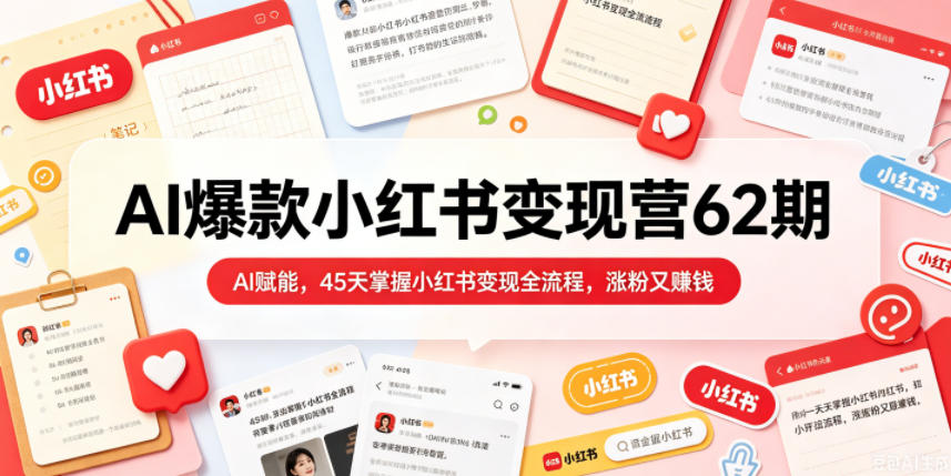 AI爆款小红书变现营62期2026年5月，AI赋能，45天掌握小红书变现全流程，涨粉又賺钱-智云网