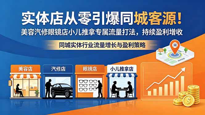 (18592期)实体店从零引爆同城客源!美容汽修眼镜店小儿推拿专属流量打法,持续盈利增收 (18592期)实体店从零引爆同城客源!美容汽修眼镜店小儿推拿专属流量打法,持续盈利增收