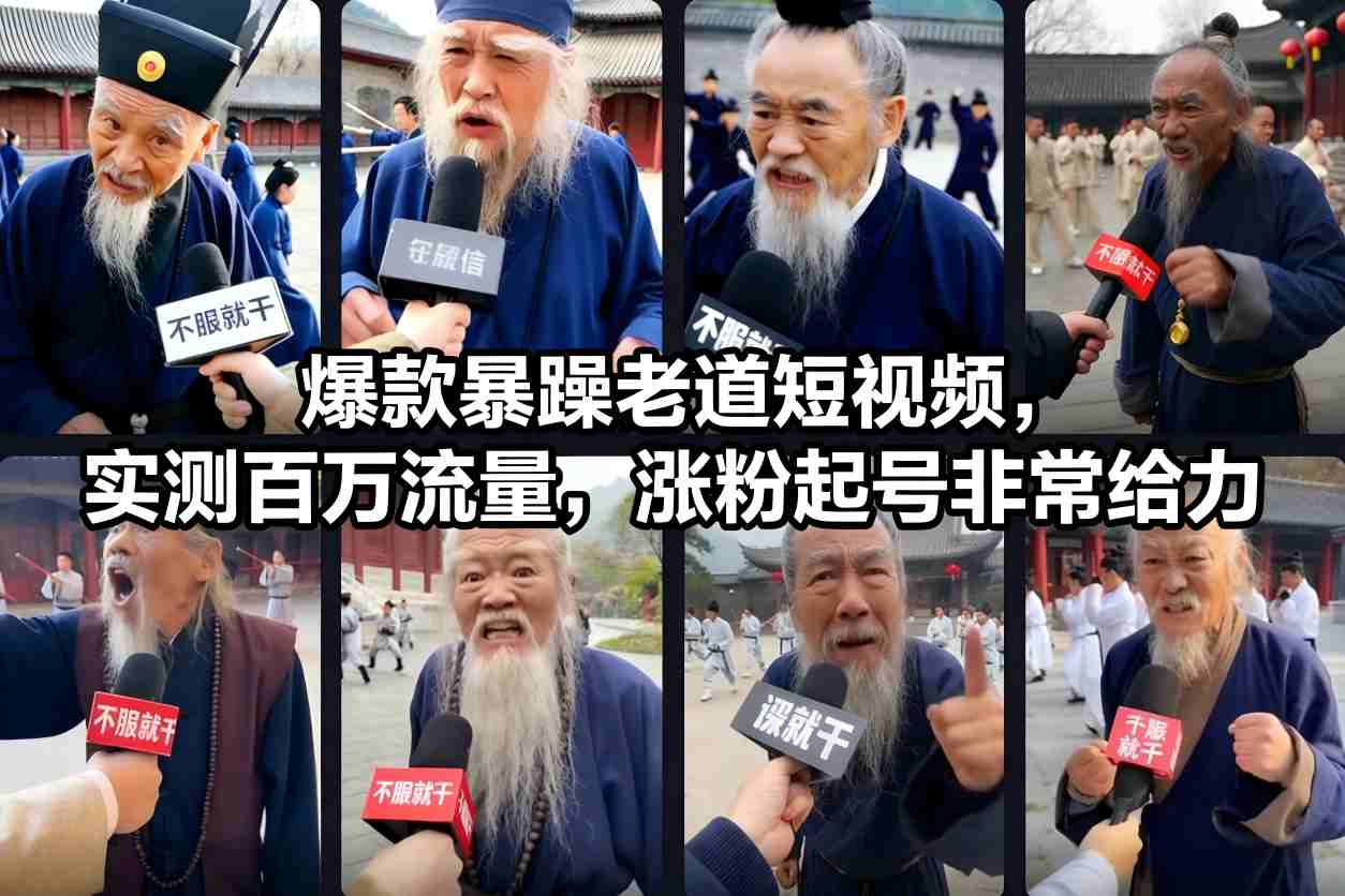 爆款暴躁老道短视频，实测百万流量，涨粉起号非常给力 用AI复刻暴躁老道语录视频，21条作品涨粉8.8W，保姆级Sora2制作教学-智云网