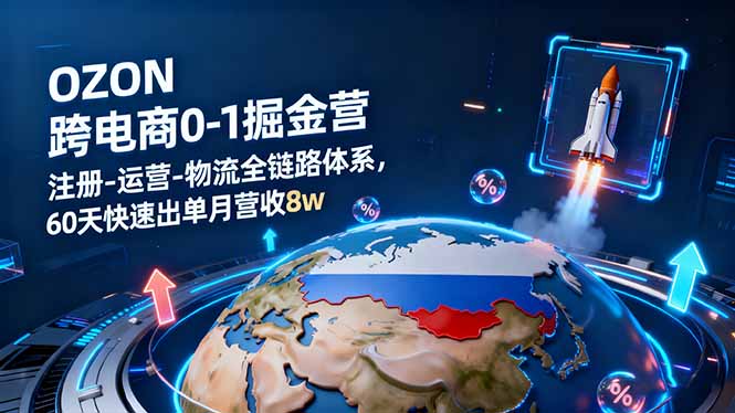 OZON跨境电商0-1掘金营：注册-运营-物流全链路体系，60天快速出单月营收8w-智云网