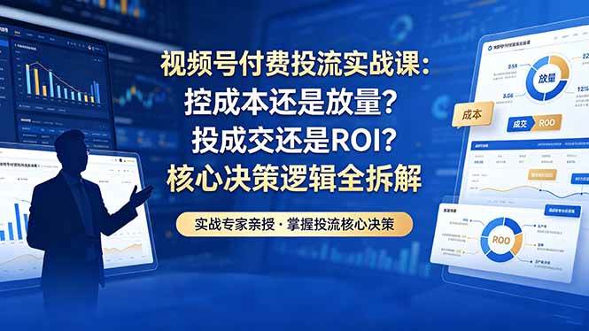 (18462期)视频号付费投流实战课-5月:控成本还是放量?投成交还是ROI?核心决策逻辑全拆解-智云网