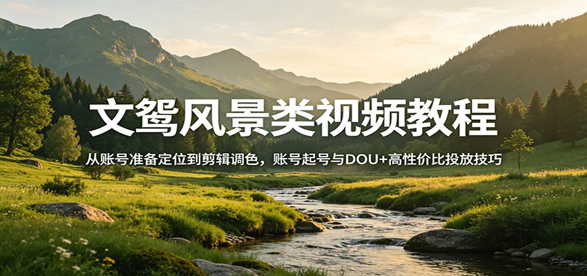 风景视频创作教程：从账号准备定位到剪辑调色，账号起号与DOU+高性价比投放技巧