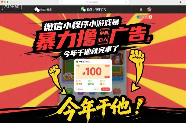 微信小程序小游戏暴力撸广告，单机日入100，今年干他就完事了-智云网
