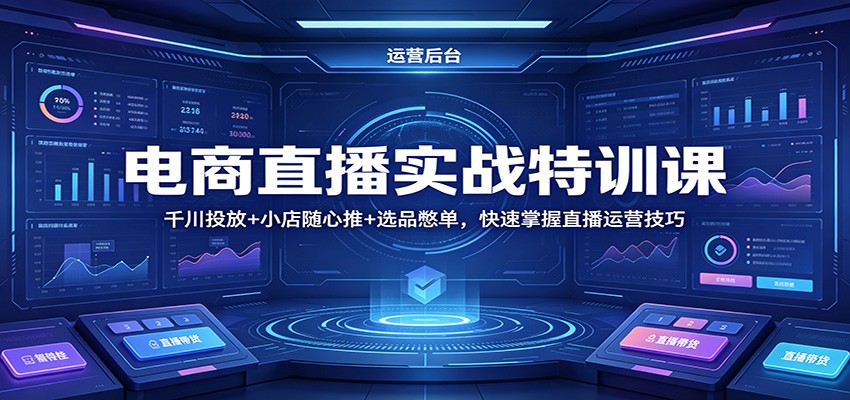 电商直播实战特训课：千川投放+小店随心推+选品憋单，快速掌握直播运营技巧