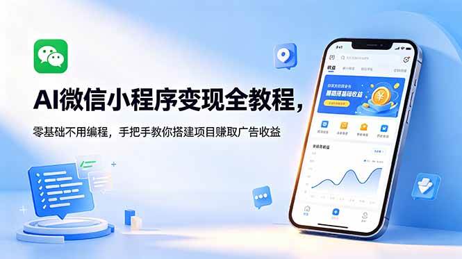 (18773期)AI微信小程序变现全教程,零基础不用编程,手把手教你搭建项目赚取广告收益-智云网