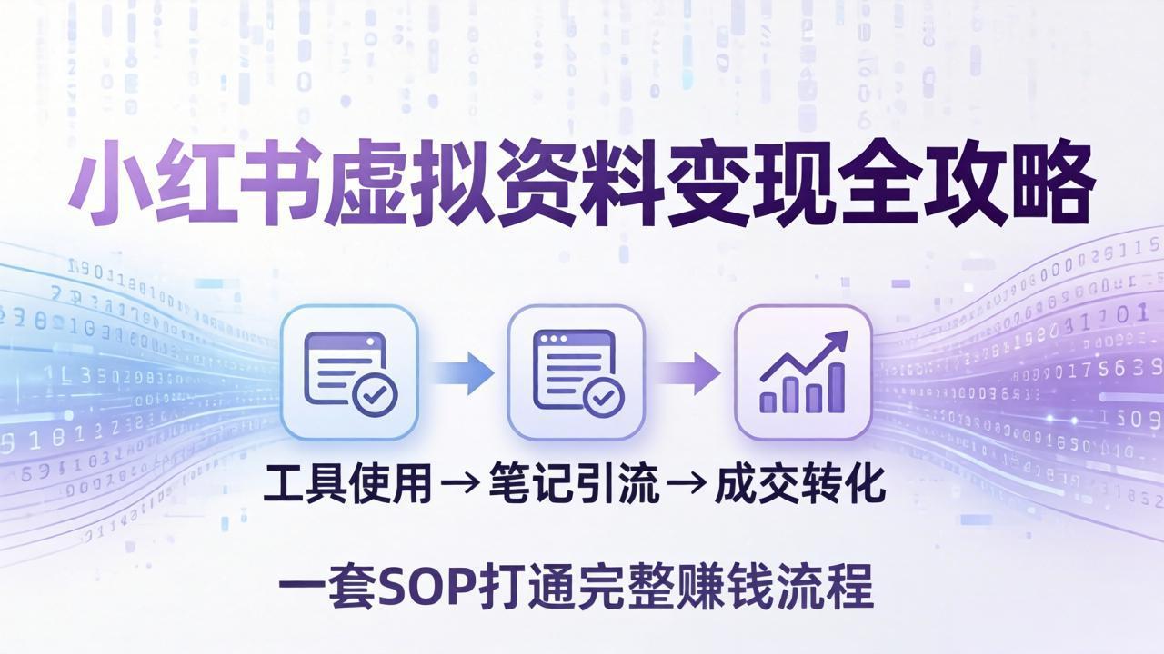 小红书虚拟资料变现全攻略：从工具使用到笔记引流成交，一套 SOP 打通完整赚钱流程-智云网