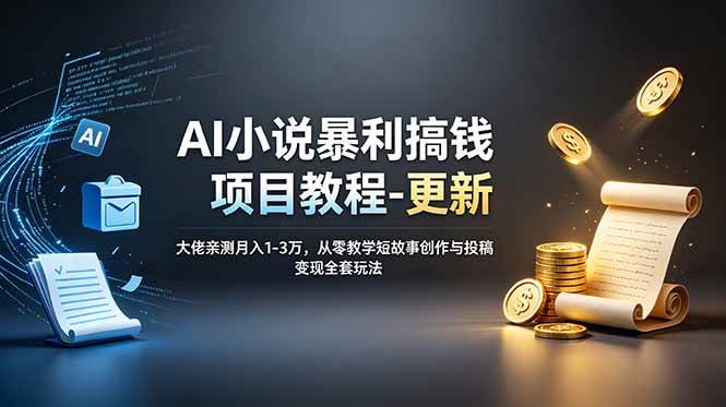 （19030期）AI小说暴利搞钱项目教程-更新，大佬亲测月入1-3万，从零教学短故事创作与投稿变现全套玩法-智云网