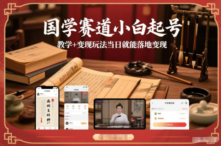 国学赛道小白起号教学+变现玩法当日就能落地变现