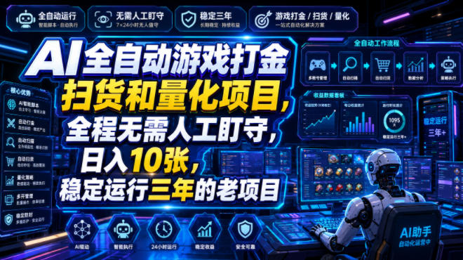 AI全自动游戏打金扫货和量化项目，全程无需人工盯守，日入10张，稳定运行三年的老项目【揭秘】-智云网