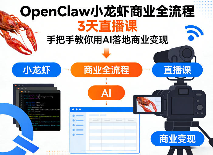 OpenClaw小龙虾商业全流程3天直播课，手把手教你用AI落地商业变现-智云网