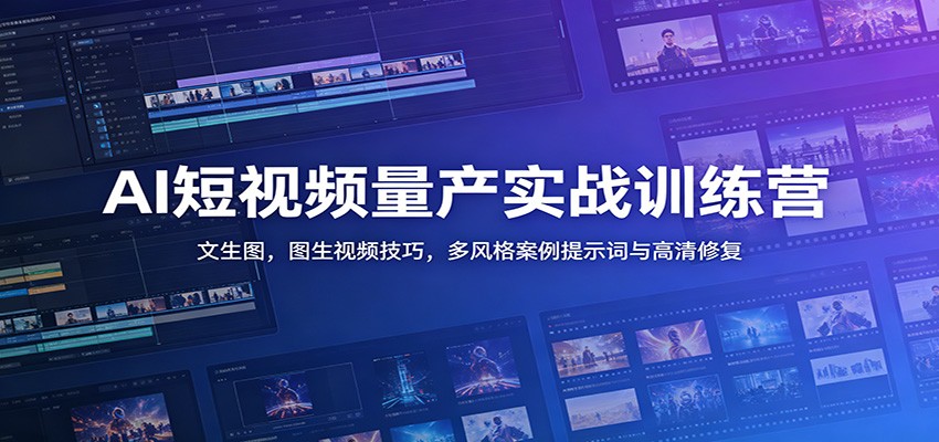 AI短视频量产实战训练营:文生图,图生视频技巧,多风格案例提示词与高清修复-智云网