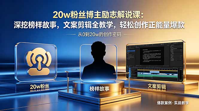 20w粉丝博主励志解说课：深挖榜样故事，文案剪辑全教学，轻松创作正能量爆款-智云网