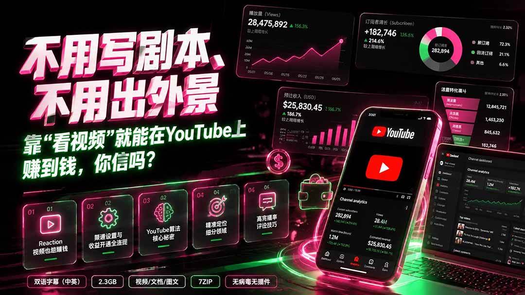 （19646期）不用写剧本、不用出外景——靠”看视频”就能在YouTube上赚到钱，你信吗？【原创双语字幕】-智云网
