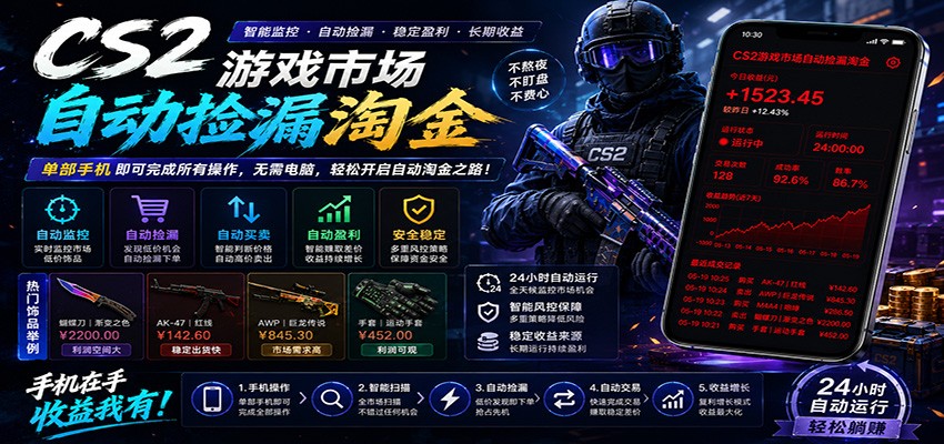 CSGO挂机捡漏项目通过利用游戏饰品交易机制，结合薄凉软件辅助捡漏，实现盈利-智云网