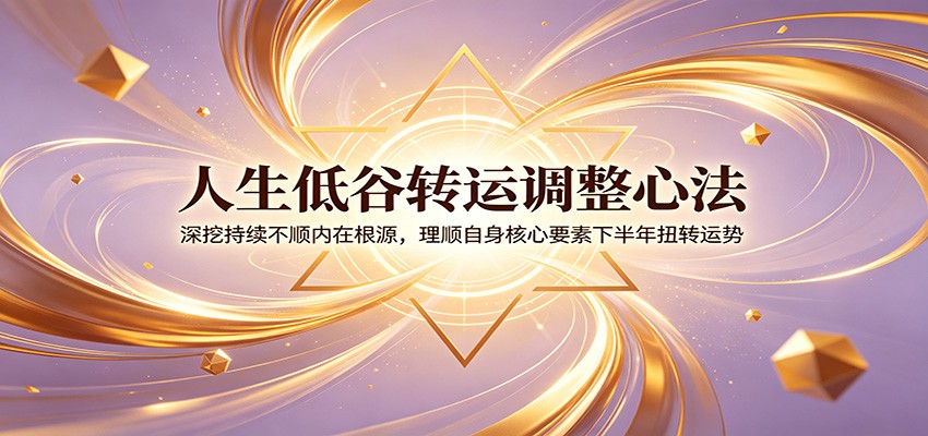 人生低谷转运调整心法:深挖持续不顺内在根源,理顺自身核心要素下半年扭转运势-智云网
