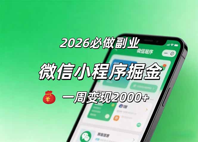 2026微信小程序掘金，简单好上手，一周变现2000+-智云网