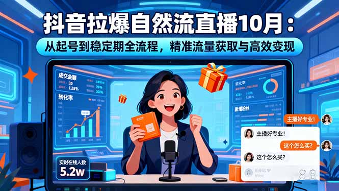 抖音拉爆自然流直播10月：从起号到稳定期全流程，精准流量获取与高效变现-智云网