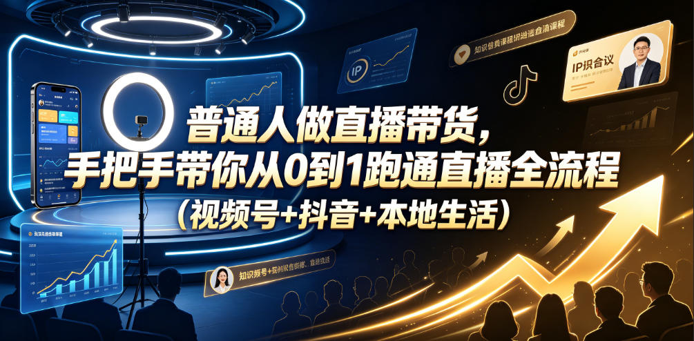 普通人做直播带货，手把手带你从0到1跑通直播全流程（视频号+抖音+本地生活）-智云网
