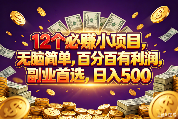 （18976期）12个必赚的小项目，百分百赚元子，无脑简单，副业首选，日入500+-智云网