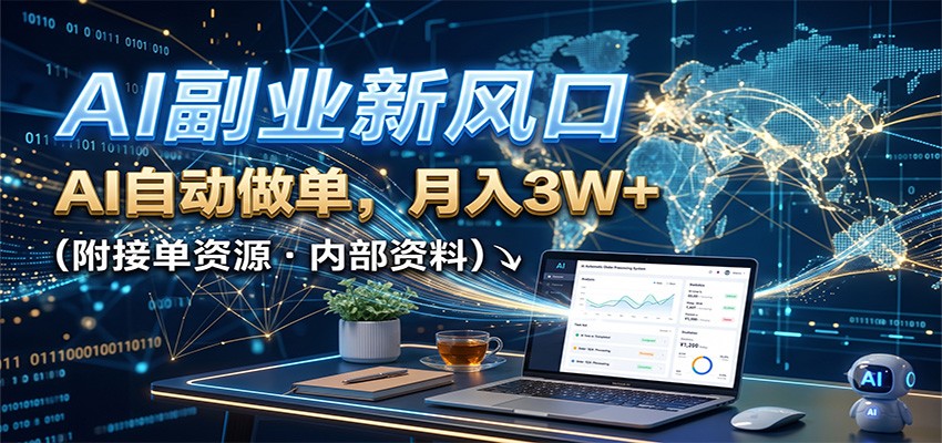AI副业新风口，AI自动做单，月入3W+，附接单资源-智云网