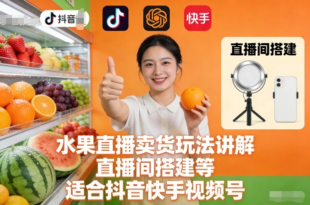 水果直播卖货玩法讲解、直播间搭建等，适合抖音快手视频号-智云网