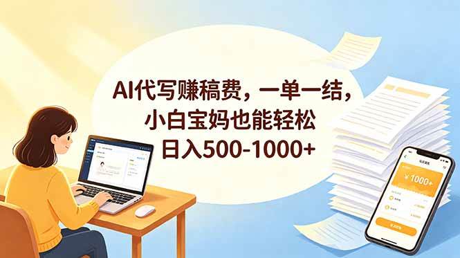 (18772期)AI代写赚稿费,一单一结,小白宝妈也能轻松日入500-1000+-智云网