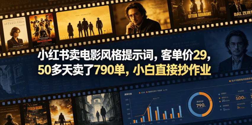 小红书卖电影风格提示词，客单价29，50多天卖了790单，小白直接抄作业！-智云网