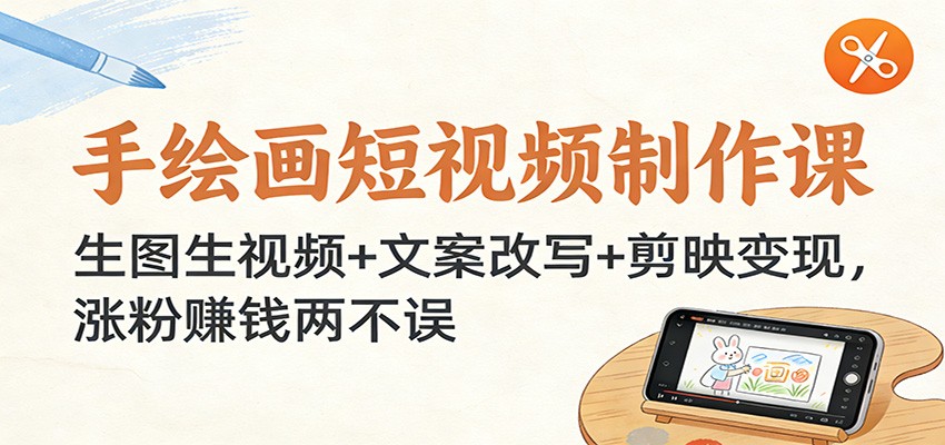 手绘画短视频制作课：生图生视频+文案改写+剪映变现，涨粉赚钱两不误-智云网