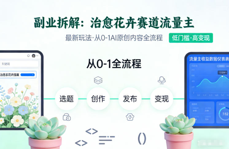 副业拆解：治愈花卉赛道流量主最新玩法，从0-1AI原创内容全流程-智云网