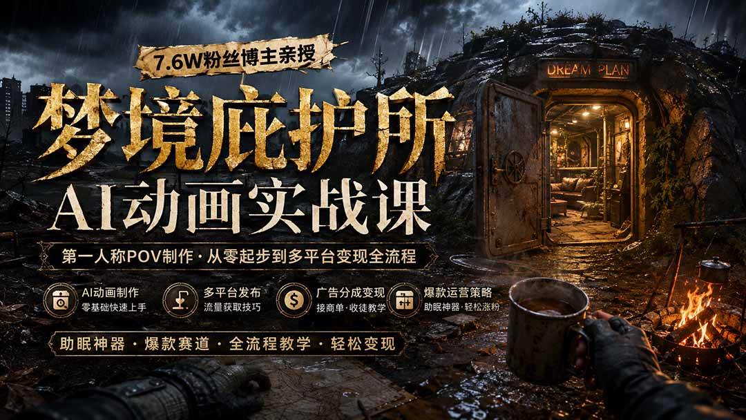 （19886期）梦境庇护所AI动画实战课：7.6W粉丝博主亲授第一人称POV制作，从零起步到多平台发布变现全流程-智云网