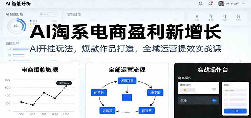 AI淘系电商盈利新增长，AI开挂玩法，爆款作品打造，全域运营提效实战课
