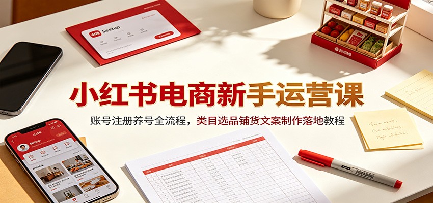 小红书电商新手运营课:账号注册养号全流程,类目选品铺货文案制作落地教程-智云网