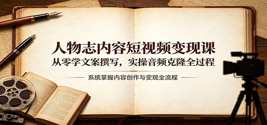 人物志内容短视频变现课：从零学文案撰写，实操音频克隆全过程-智云网