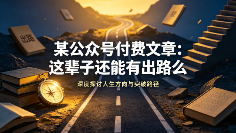 某公众号付费文章：这辈子还能有出路么-智云网