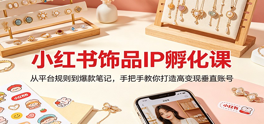 小红书饰品IP孵化课：从平台规则到爆款笔记，手把手教你打造高变现垂直账号-智云网