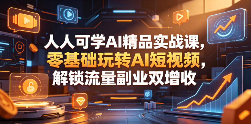 人人可学AI精品实战课，零基础玩转AI短视频，解锁流量副业双增收-智云网