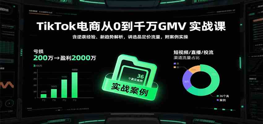 TikTok电商从0到千万GMV实战课,含逆袭经验、新趋势解析,讲选品定价流量等(更新)-智云网