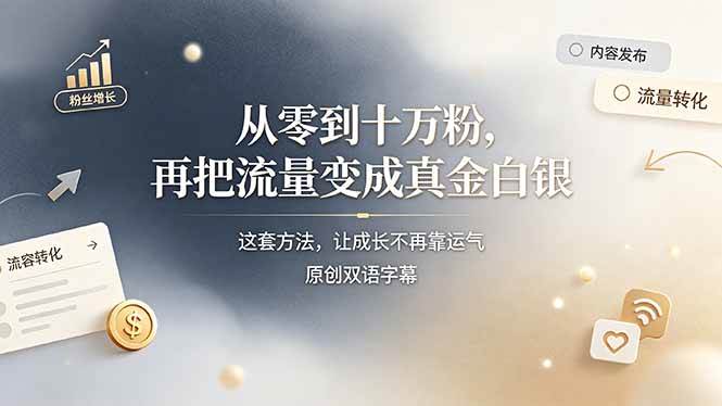 (19198期)从零到十万粉,再把流量变成真金白银——这套方法,让成长不再靠运气【原创双语字幕】-智云网