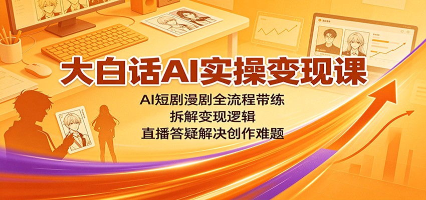 大白话AI实操变现课:AI短剧漫剧全流程带练,拆解变现逻辑,直播答疑解决创作难题-智云网