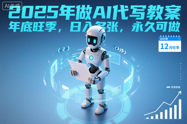 2025年做AI代写教案,年底旺季,日入多张,永久可做