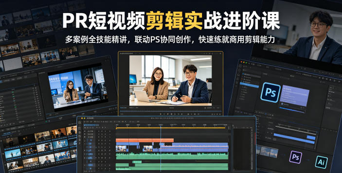 PR短视频剪辑实战进阶课，多案例全技能精讲，联动PS协同创作，快速练就商用剪辑能力-智云网
